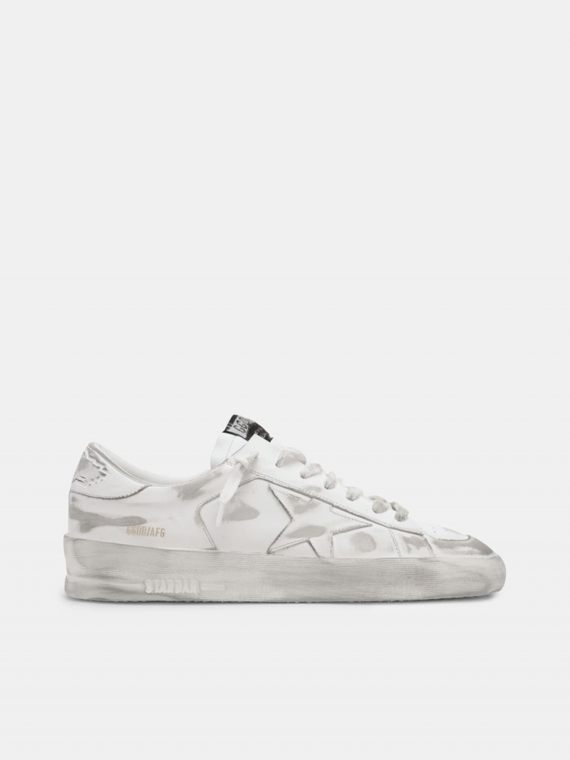 Stardan sneakers in white leather with lived-in treatment