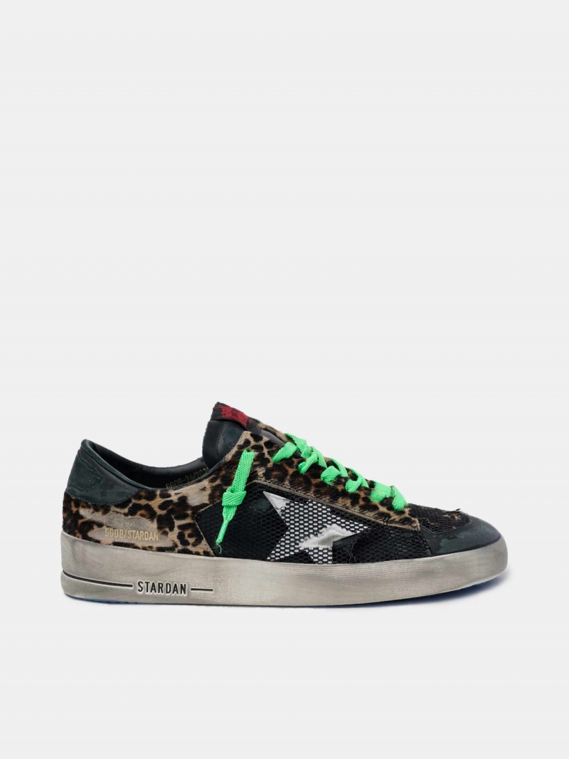 Leopard print Stardan sneakers with green laces